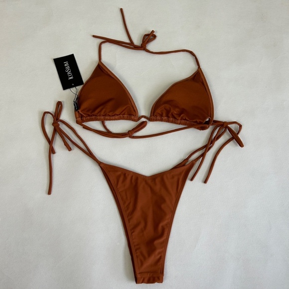 Icon Swim size XL two piece Sienna bikini amber brown padded tie closure NEW - Picture 7 of 12